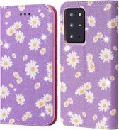 Voor Samsung Galaxy Note20 Ultra Glittering Daisy magnetische horizontale flip lederen tas met houder & kaartsleuven & fotolijst (paars)
