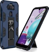 Voor LG Aristo 5+ Soldier Armor Schokbestendig TPU + PC Magnetische beschermhoes met houder (blauw)