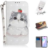 Voor Xiaomi Redmi 9A 3D Gekleurde Tekening Horizontale Flip Leren Case met Houder & Kaartsleuven & Portemonnee & Lanyard (Leuke Kat)