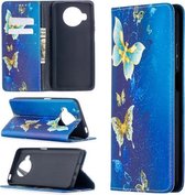 Voor Xiaomi Mi 10T Lite Gekleurd tekenpatroon Onzichtbaar magnetisch horizontaal Flip PU lederen tas met houder & kaartsleuven & portemonnee (gouden vlinders)