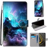 Voor Xiaomi Poco M3 Gekleurde Tekening Cross Textuur Horizontale Flip PU Lederen Case met Houder & Kaartsleuven & Portemonnee & Lanyard (Kleurrijke Wolken)