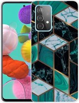 Voor Samsung Galaxy A72 5G Marble Shockproof TPU beschermhoes (Rhombus Dark Green)