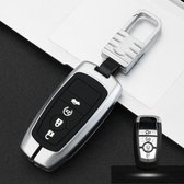 Auto Lichtgevende All-inclusive Zinklegering Sleutel Beschermhoes Sleutel Shell voor Ford H Style Smart 4-knop (Zilver)