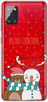Voor Samsung Galaxy A51 5G Christmas Series Clear TPU beschermhoes (Take Picture Bear Snowman)