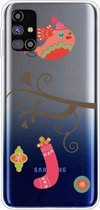 Voor Samsung Galaxy M31s Trendy Leuke Kerst Patroon Case Clear TPU Cover Telefoon Gevallen (Gift Bird)