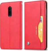 Voor OnePlus 7 Kneed Huidtextuur Horizontaal Leren Flip Hoesje met Fotolijst & Houder & Kaartsleuven & Portemonnee (Rood)