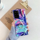 Voor Samsung Galaxy A51 Laser Marble Pattern TPU beschermhoes met ringhouder (Purple Cloud)