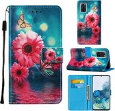 Voor Samsung Galaxy S20 + Cross Texture Painting Pattern Horizontale Flip Leather Case met Houder & Kaartsleuven & Portemonnee & Lanyard (Chrysanthemum)