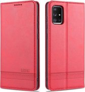Voor Samsung Galaxy A71 AZNS Magnetische Kalf Textuur Horizontale Flip Leren Case met Kaartsleuven & Houder & Portemonnee (Rood)
