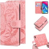Voor Samsung Galaxy A10 / M10 Tiger Embossing Pattern Horizontale Flip lederen tas met houder & kaartsleuven & portemonnee (roze)