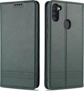 Voor Samsung Galaxy A11 AZNS Magnetische Kalfsstructuur Horizontale Flip Leren Case met Kaartsleuven & Houder & Portemonnee (Donkergroen)