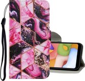 Voor Samsung Galaxy S10 Gekleurde Tekening Patroon Horizontale Flip PU Lederen Case met Houder & Kaartsleuven & Portemonnee & Lanyard (Paars Marmer)
