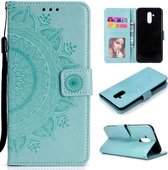 Voor Huawei Mate 20 Lite Totem Bloem Reliëf Horizontale Flip TPU + PU Leren Case met Houder & Kaartsleuven & Portemonnee (Groen)