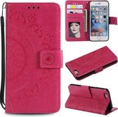 Totem Flower Reliëf Horizontale Flip TPU + PU lederen tas met houder & kaartsleuven & portemonnee voor iPhone 6 Plus (rood)