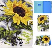 Geschilderd patroon TPU horizontale flip lederen beschermhoes voor iPad 10.2 (2020/2019) (Sun Flower)