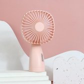 DainDi met verlichting Handbediende kleine ventilator Draagbare USB-oplaadventilator (roze)