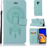 Windgong Uil Embossing Patroon Horizontale Leren Flip Case met Houder & Kaartsleuven & Portemonnee Voor Galaxy J6 + (Groen)