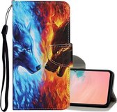 Voor Samsung Galaxy A72 5G Gekleurde Tekening Patroon Horizontale Flip Leren Case met Houder & Kaartsleuven & Portemonnee & Lanyard (Vlam Wolf)