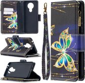 Voor Nokia 3.4 Gekleurde Tekening Patroon Rits Horizontale Flip Lederen Case met Houder & Kaartsleuven & Portemonnee (Grote Vlinder)