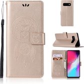 Windgong Uil Embossing Patroon Horizontale Flip Leren Case met Houder & Kaartsleuven & Portemonnee Voor Galaxy S10 5G (Goud)