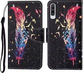 Voor Samsung Galaxy A50 / A30s Gekleurde Tekening Patroon Horizontale Flip Leren Case met Houder & Kaartsleuven & Portemonnee & Lanyard (Veer)