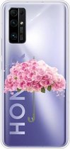 Voor Huawei Honor 30 Pro schokbestendig geverfd TPU beschermhoes (bloemenparaplu)