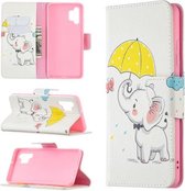 Voor Samsung Galaxy A32 4G Gekleurde Tekening Patroon Horizontale Flip Leren Case met Houder & Kaartsleuven & Portemonnee (Paraplu Olifant)