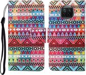 Voor Xiaomi Mi 10T Lite Gekleurde tekening patroon Horizontale flip lederen tas met houder & kaartsleuven & portemonnee & lanyard (tribale etnische stijl)