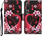 Voor Xiaomi Mi 10 Gekleurd tekeningpatroon Horizontaal lederen flip-hoesje met houder & kaartsleuven & portemonnee & lanyard (rood hart)