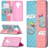 Voor Nokia 5.4 Gekleurde Tekening Patroon Onzichtbare Magnetische Horizontale Flip PU Lederen Case met Houder & Kaartsleuven & Portemonnee (Olifant)