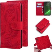 Voor Motorola Moto G7 / G7 Plus (EU-versie) Tijger reliëfpatroon Horizontale flip lederen tas met houder & kaartsleuven en portemonnee (rood)
