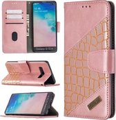 Voor Samsung Galaxy S10 Plus Bijpassende Kleur Krokodil Textuur Horizontale Flip PU Lederen Case met Portemonnee & Houder & Kaartsleuven (Rose Goud)