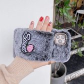 Rose Flower handwarmer pluche schokbestendig TPU-hoesje voor iPhone 12/12 Pro (zwart)