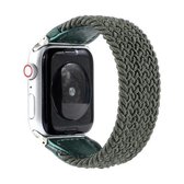 Nylon + leer gevlochten horlogeband voor Apple Watch Series 6 & SE & 5 & 4 40 mm / 3 & 2 & 1 38 mm, maat: M (legergroen)