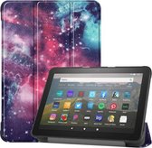 Voor Kindle Fire HD 8 (2020) Gekleurde tekening Horizontale flip lederen tas, met drie-uitklapbare houder en wek- / slaapfunctie (Galactic Nebula)