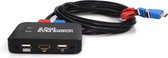2 poorten USB HDMI KVM-switch-switcher met kabel voor monitor, toetsenbord, muis, HDMI-schakelaar, ondersteuning voor U-schijflezen