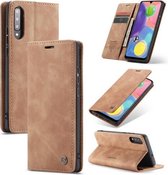 Voor Samsung Galaxy A70s CaseMe-013 Multifunctionele Retro Frosted Horizontale Flip Leren Case met Kaartsleuf & Houder & Portemonnee (Bruin)