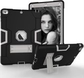 Voor iPad Air contrastkleur siliconen + pc combinatiebehuizing met houder (zwart + grijs)