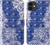 Voor iPhone 11 3D-schilderij Gekleurd tekeningpatroon Horizontaal Flip TPU + PU-lederen hoes met houder & kaartsleuven & portemonnee & lanyard (wit kant)