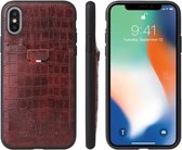 Voor iPhone XS Max Crocodile Texture TPU + lederen beschermhoes met kaartsleuf (bruin)