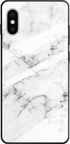 Voor iPhone XS / X Marble Pattern Glass beschermhoes (wit)