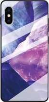 Voor iPhone XS Max Marble Pattern Glass beschermhoes (Rock Purple)