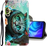 Voor Geschikt voor Xiaomi Redmi Note 9 3D Gekleurde Tekening Horizontale Flip PU Lederen Case met Houder & Kaartsleuven & Portemonnee (Groene Ogen)