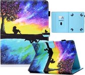 Voor 10 inch Tablet Elektrisch Geperst TPU Gekleurde Tekening Horizontale Flip Leren Case met Houder & Pen Slot (Sterrenhemel Reflectie)