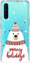 Voor OnePlus Nord Christmas Series transparante TPU beschermhoes (sjaal witte beer)