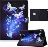 Voor Huawei MediaPad T3 10 Elektrisch Geperst TPU Gekleurde Tekening Horizontale Flip Leather Case met Houder & Pen Slot (vlinders Bloem)