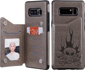 Voor Galaxy Note8 Skull Head Embossing Pattern Schokbestendige beschermhoes met houder & kaartsleuven & portemonnee (grijs)