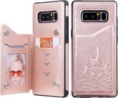 Voor Galaxy Note8 Skull Head Embossing Pattern Schokbestendige beschermhoes met houder & kaartsleuven & portemonnee (rose goud)