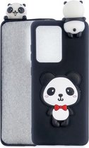Voor Galaxy S20 Ultra schokbestendig 3D liggend Cartoon TPU beschermhoes (Panda met rode strik)
