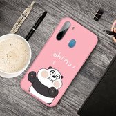 Voor Galaxy A11 Cartoon dier patroon schokbestendig TPU beschermhoes (roze panda)